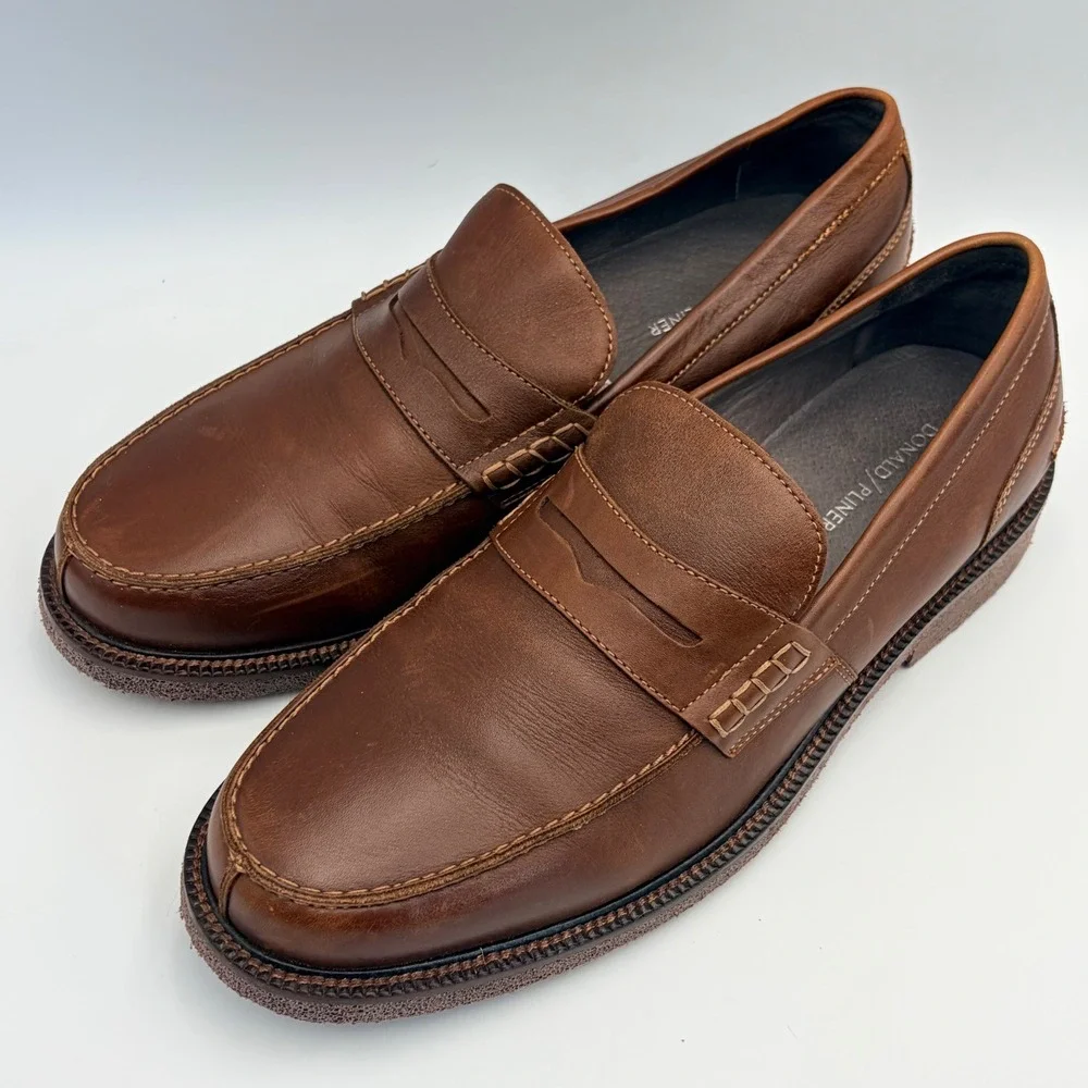 Donald Pliner Landry Mens Brown Leather Penny Loafers‎ Size 11M